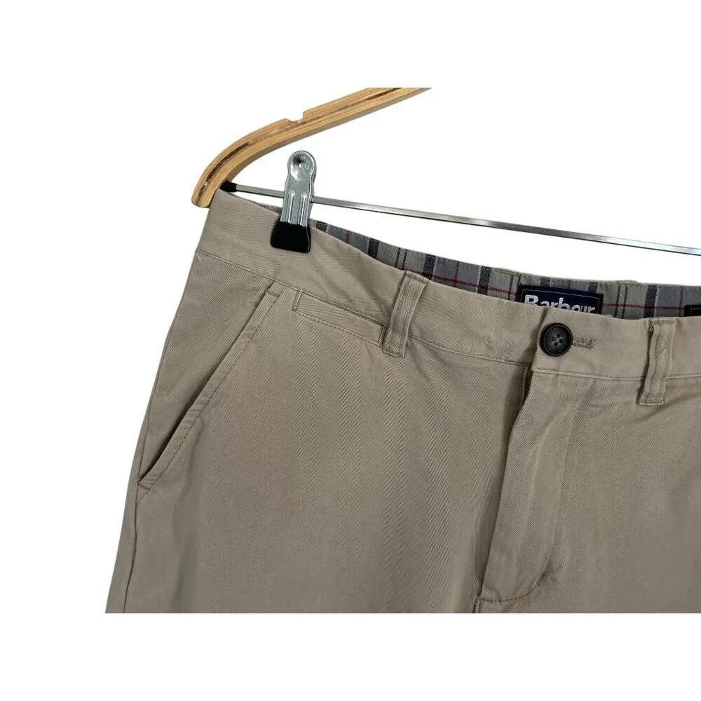 BARBOUR Tailored Casual Pants Cotton Chino Khaki Beige Size 32/24
